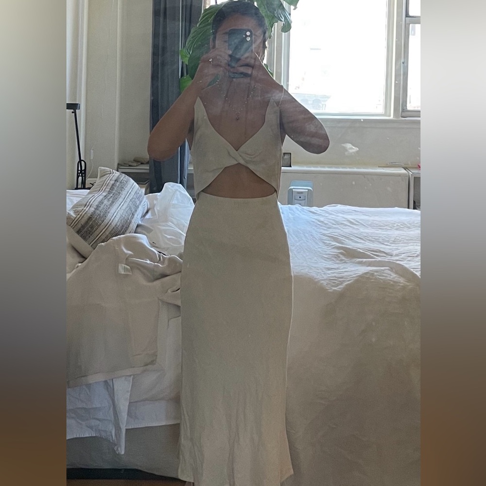 Petal and Pup Cream midi dress